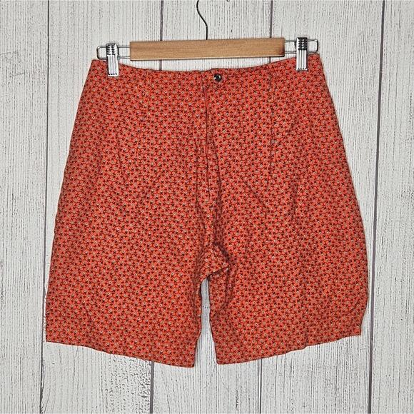VTG Handmade High Rise Orange with Blue Flower Print Shorts, 27" waist - Picture 2 of 4
